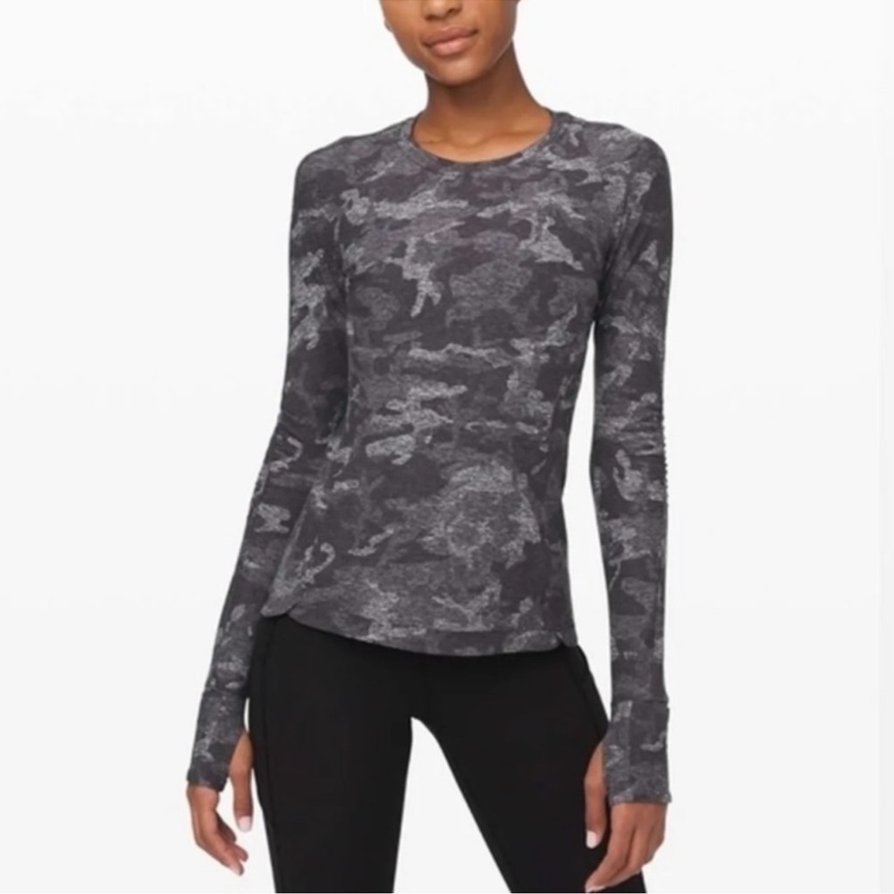 Lululemon Runderful Long Sleeve Incognito Camo HTR Black 8